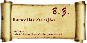Borovits Zulejka névjegykártya